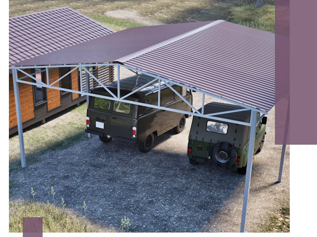 Двускатные навесы под ключ в Скопине — изготовление и монтаж