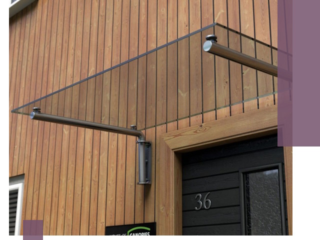 Стеклянные козырьки на входы и фасады в Скопине